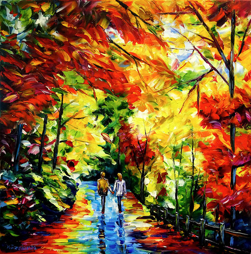 Ein Paar im Herbst par Mirek Kuzniar, Peinture en vente sur Singulart