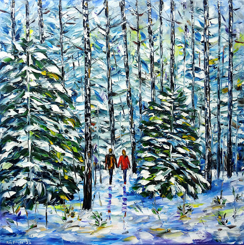 Im Winterwald par Mirek Kuzniar, Peinture en vente sur Singulart