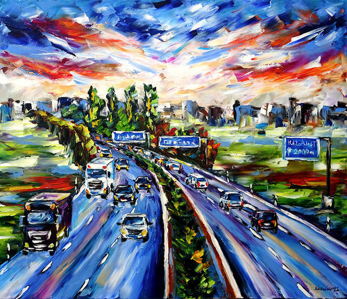 Die Autobahn di Mirek Kuzniar, Pittura in vendita su Singulart