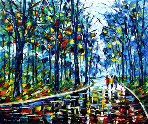 Zu dritt im Park di Mirek Kuzniar, Pittura in vendita su Singulart