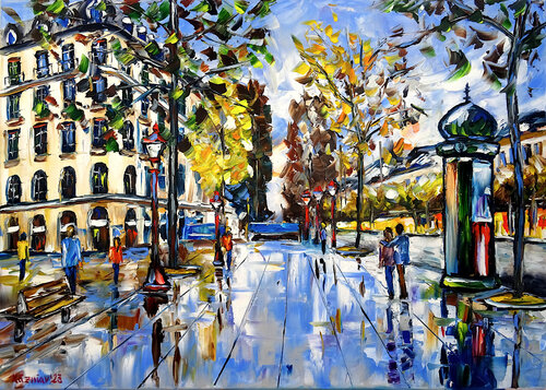 Avenue des Champs-Élysées par Mirek Kuzniar, Peinture en vente sur Singulart