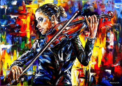 Die Violinistin by Mirek Kuzniar, Painting for Sale on Singulart