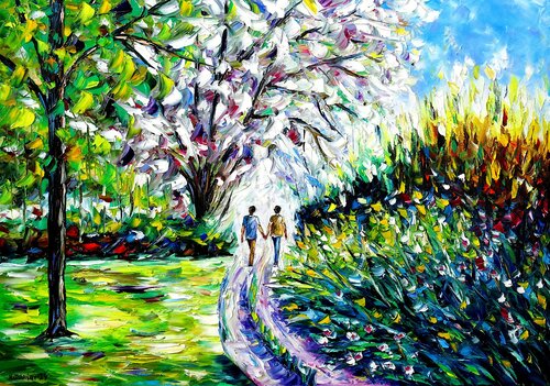 Frühlingspfad der Verbundenheit par Mirek Kuzniar, Peinture en vente sur Singulart