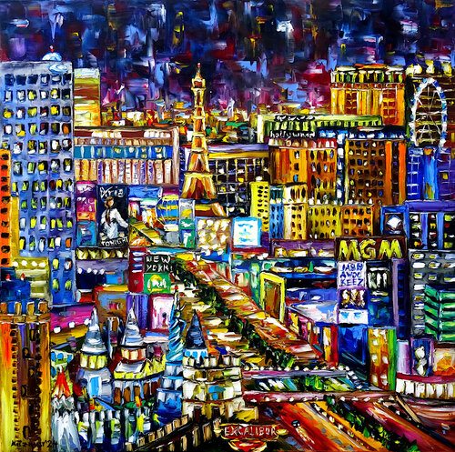 Las Vegas bei Nacht von Mirek Kuzniar, Malerei kaufen auf Singulart