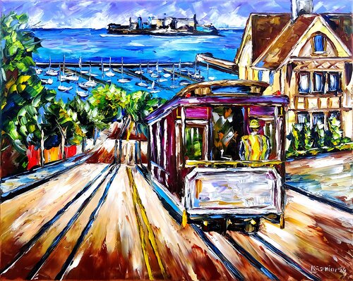 Die Straßenbahn von San Francisco by Mirek Kuzniar, Painting for Sale on Singulart