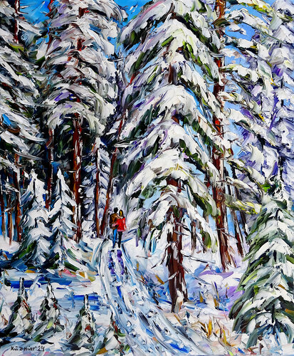 Spaziergang im Winterwald de Mirek Kuzniar, Pintura a la venta en Singulart