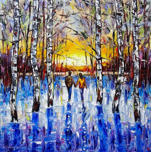 Der Winterabendsonne entgegen van Mirek Kuzniar, Schilderij te koop op Singulart