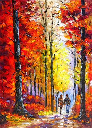 Auf dem Herbstpfad di Mirek Kuzniar, Pittura in vendita su Singulart