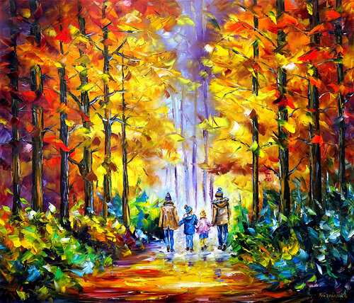 Herbstfamilie par Mirek Kuzniar, Peinture en vente sur Singulart