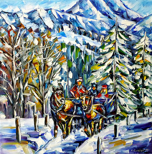 Winter in der Schweiz di Mirek Kuzniar, Pittura in vendita su Singulart