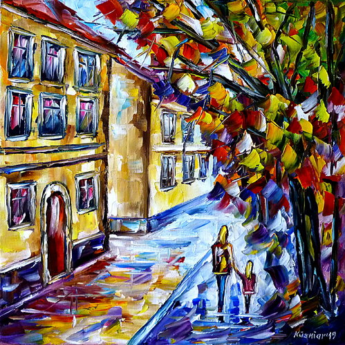 Herbst in der Stadt van Mirek Kuzniar, Schilderij te koop op Singulart