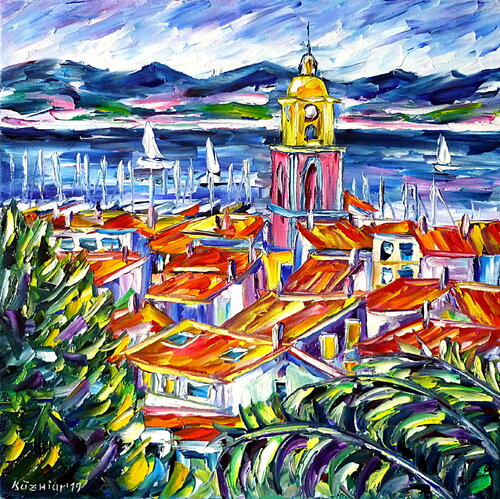 Blick auf St. Tropez di Mirek Kuzniar, Pittura in vendita su Singulart