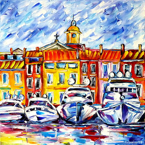 Boote von St. Tropez de Mirek Kuzniar, Pintura a la venta en Singulart