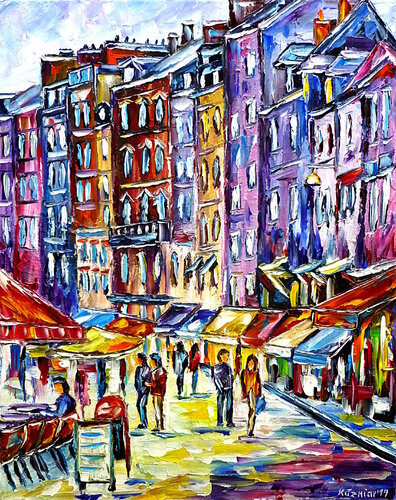 Spaziergang durch Honfleur de Mirek Kuzniar, Pintura a la venta en Singulart