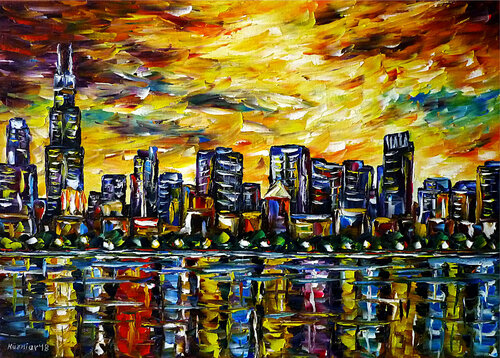 Chicago Skyline by Mirek Kuzniar, Painting for Sale on Singulart