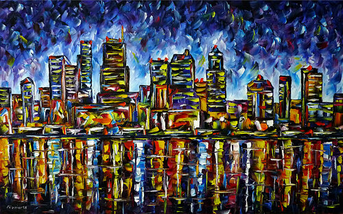 Seattle Skyline by Mirek Kuzniar, 회화 for Sale on Singulart