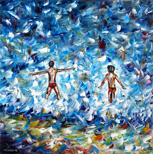 Badende Kinder im Meer by Mirek Kuzniar, Painting for Sale on Singulart