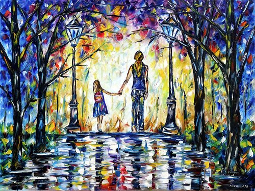 Mutter mit Tochter, Hand in Hand van Mirek Kuzniar, Schilderij te koop op Singulart