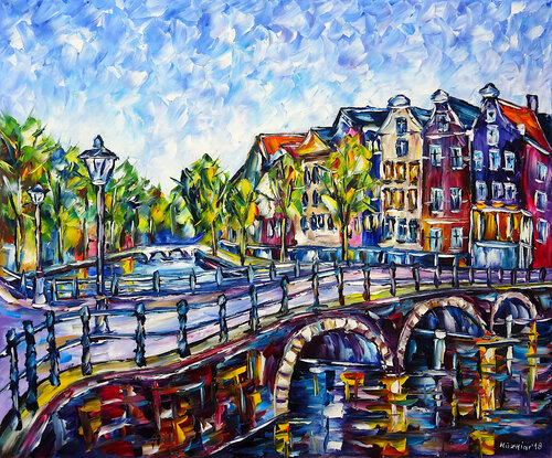 Die Grachten Von Amsterdam van Mirek Kuzniar, Schilderij te koop op Singulart