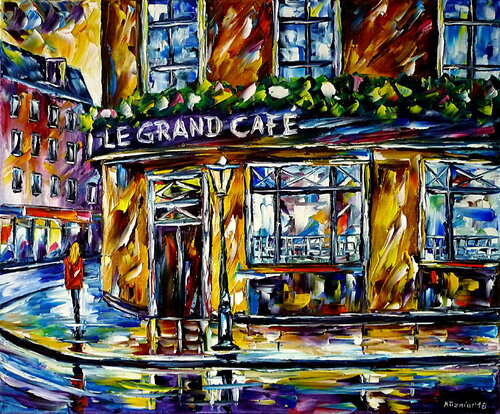 Das Café an der Ecke di Mirek Kuzniar, Pittura in vendita su Singulart