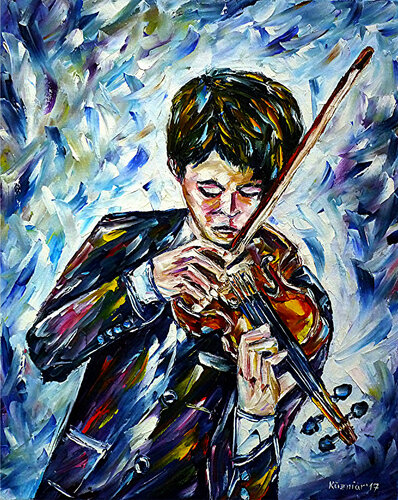 Junger Geigenspieler di Mirek Kuzniar, Pittura in vendita su Singulart