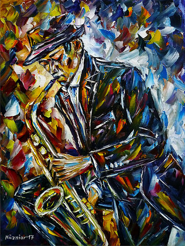Saxophonspieler di Mirek Kuzniar, Pittura in vendita su Singulart