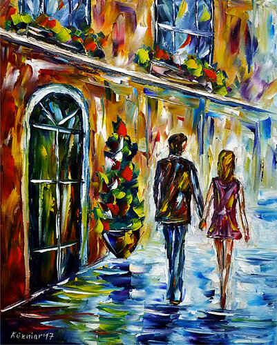 Liebespaar, Hand in Hand II by Mirek Kuzniar, Painting for Sale on Singulart