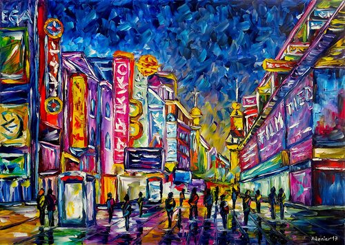 Shanghai bei Nacht, Stadtmitte I de Mirek Kuzniar, Pintura a la venta en Singulart