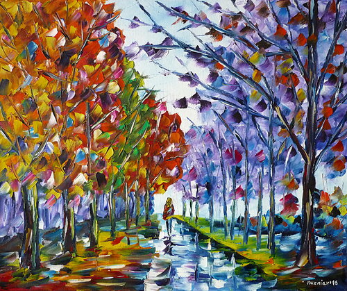 Frau Im Herbst di Mirek Kuzniar, Pittura in vendita su Singulart