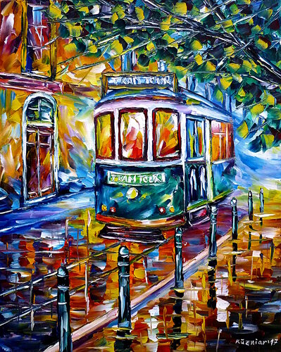 Strassenbahn in Lissabon I van Mirek Kuzniar, Schilderij te koop op Singulart