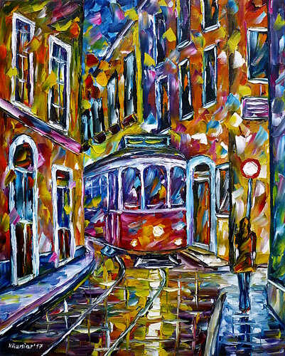 Straßenbahn in Lissabon II di Mirek Kuzniar, Pittura in vendita su Singulart