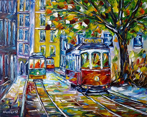 Straßenbahn in Lissabon III von Mirek Kuzniar, Malerei kaufen auf Singulart