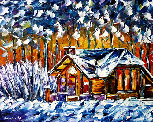 Haus im Winterwald by Mirek Kuzniar, Painting for Sale on Singulart