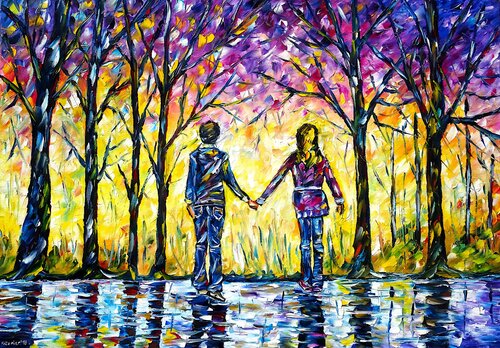 Verliebte Kinder di Mirek Kuzniar, Pittura in vendita su Singulart