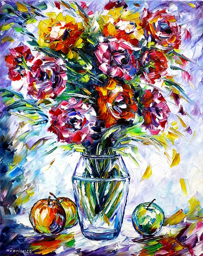 Rosen und Äpfel di Mirek Kuzniar, Pittura in vendita su Singulart