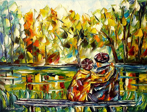 Rentnerpaar am Teich par Mirek Kuzniar, Peinture en vente sur Singulart