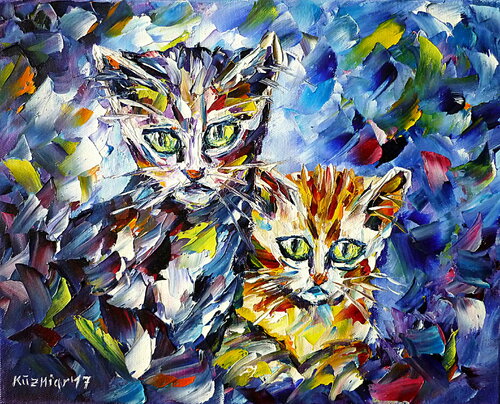 Zwei junge Kätzchen van Mirek Kuzniar, Schilderij te koop op Singulart