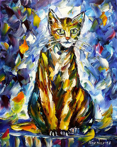 Katzenportrait von Mirek Kuzniar, Malerei kaufen auf Singulart