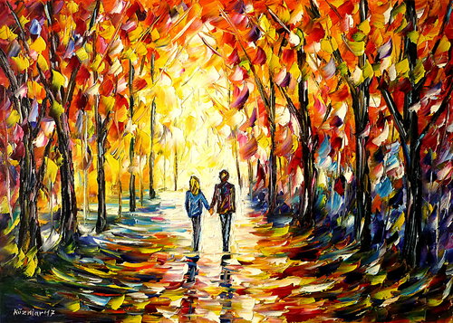 Herbstspaziergang van Mirek Kuzniar, Schilderij te koop op Singulart