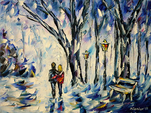 Winterspaziergang von Mirek Kuzniar, Malerei kaufen auf Singulart
