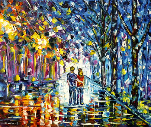 Zu zweit im Park van Mirek Kuzniar, Schilderij te koop op Singulart