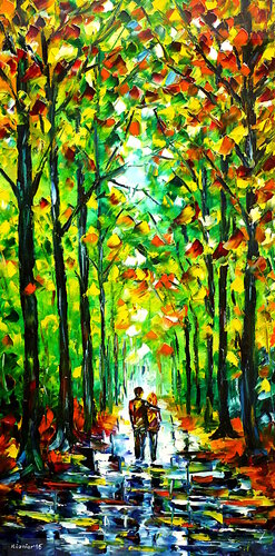 Spaziergang im Wald par Mirek Kuzniar, Peinture en vente sur Singulart