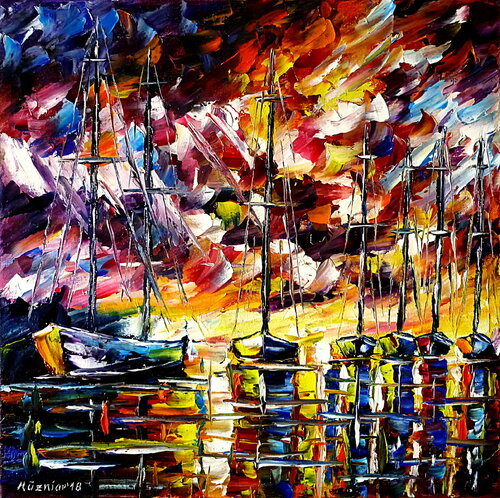 Boote im Hafen de Mirek Kuzniar, Pintura a la venta en Singulart