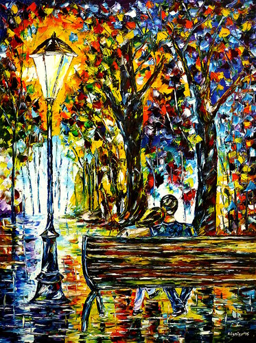 Zu zweit auf einer Bank by Mirek Kuzniar, Painting for Sale on Singulart