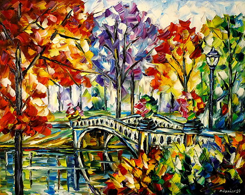 Central Park, Bow Bridge par Mirek Kuzniar, Peinture en vente sur Singulart