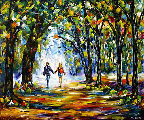 Liebespaar im Park par Mirek Kuzniar, Peinture en vente sur Singulart