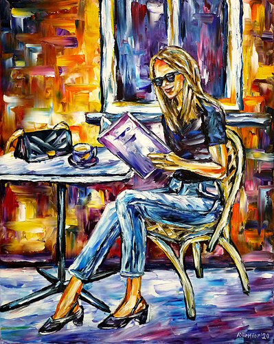 Die Frau mit der Speisekarte by Mirek Kuzniar, Painting for Sale on Singulart