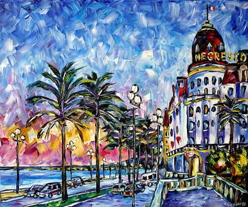 Abendhimmel über Nizza par Mirek Kuzniar, Peinture en vente sur Singulart