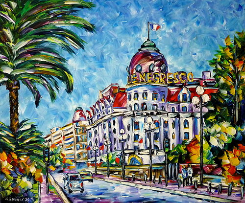 Le Negresco, Nizza par Mirek Kuzniar, Peinture en vente sur Singulart