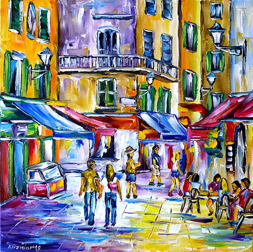 Stadtszenerie, Nizza par Mirek Kuzniar, Peinture en vente sur Singulart
